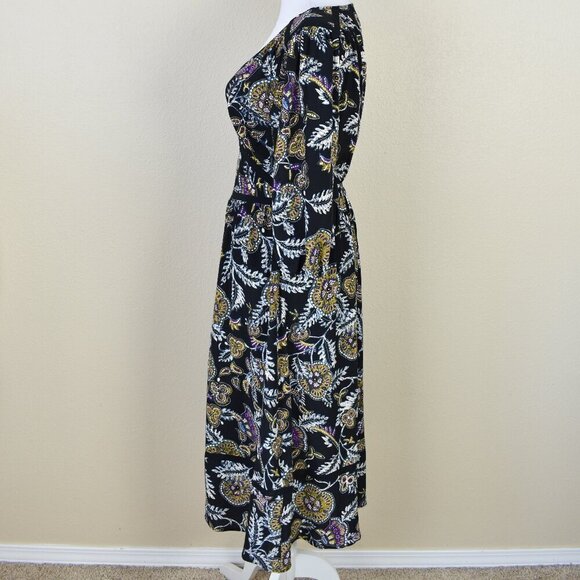 ba&sh Vienne Dress Noir Paisley Floral Midi - S - Picture 5 of 11